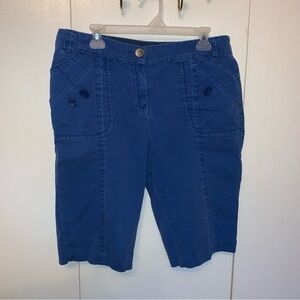 Large Blue Cotton Shorts with Pockets